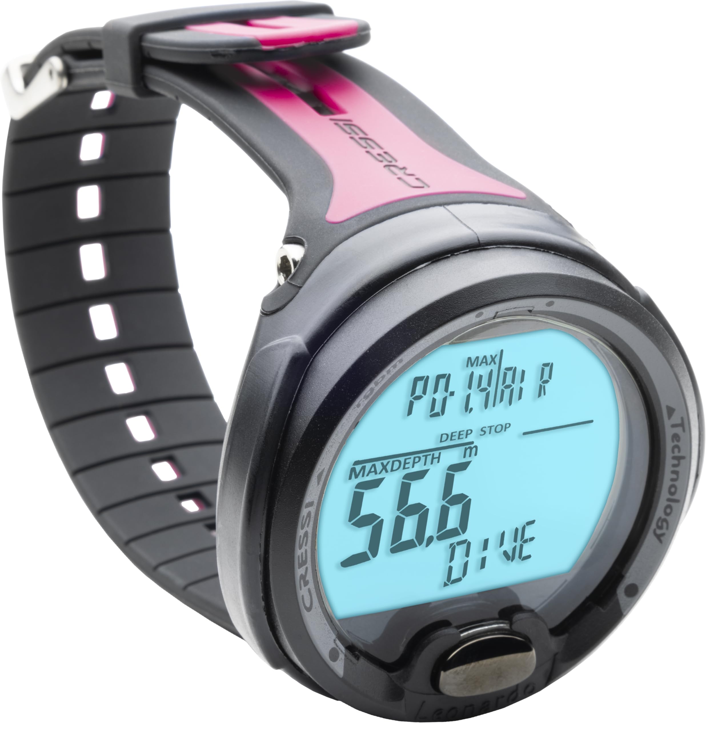 Cressi since 1946 - Leonardo Diving Computer - Air/Nitrox/Depth Gauge Mode - Black/Pink, One Size, Adult Unisex
