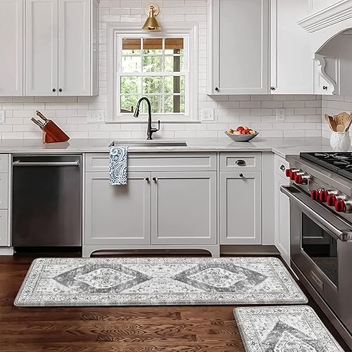 Miniatura 1 de KIMDOE - Alfombras de cocina, 2 unidades, acolchadas, antifatiga, antideslizantes, impermeables, ergonómicas, cómodas, de espuma para decoración de