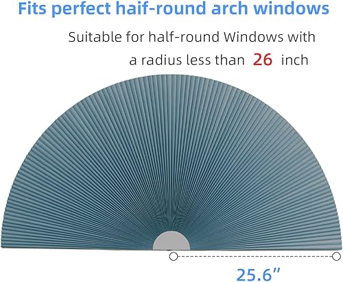 Miniatura 2 de JDALL Persianas plisadas de panal de abeja medio círculo para ventana de arco medio círculo, persiana de arco de tela opaca, fijación rápida y fácil