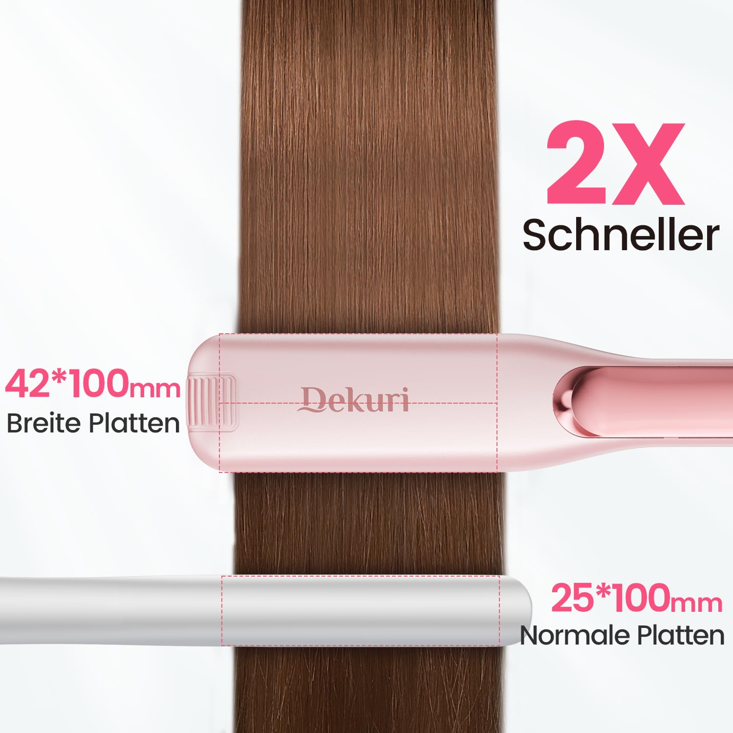 Dekuri Fer à lisser et fer à friser 2 en 1, plaques de 42 mm de large, fer à lisser en céramique à base d'eau pour cheveux épais et longs, idée cadeau élégante pour femme, surprise pour petite amie et | Fer à lisser en céramique à base d'eau pour boucler