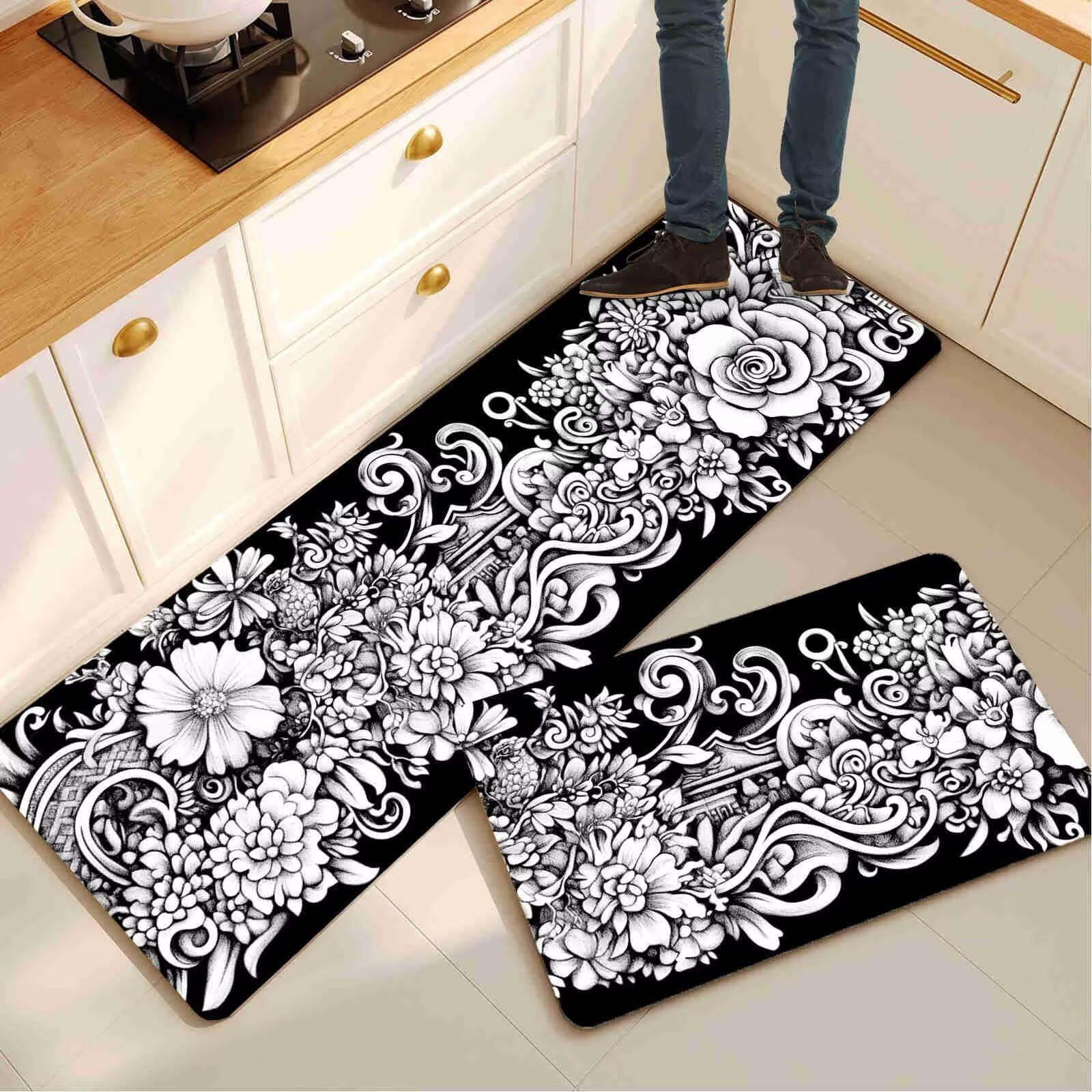 Alfombras de cocina pasillo antifatiga y súper absorbentes con base segura de goma 2 piezas