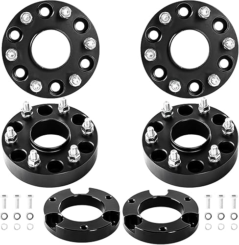 Vista 399 de KAX Espaciadores de rueda de 0.236 x 5.315 in, espaciadores de rueda centrados de 2 pulgadas y 6 lengüetas para F-15-0, Expedition, Mark LT, Negro