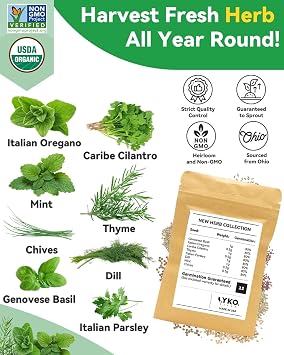 طقم بود عشب الذواقة متوافق مع AeroGarden ، idoo ، Ahopegarden ، Gardencube مع Basil ، Parsley ، Thyme ، Mint ، Cilantro ، Dill ، Oregano ، Chives - متوافق مع جميع Hydroponics (8-Pod)