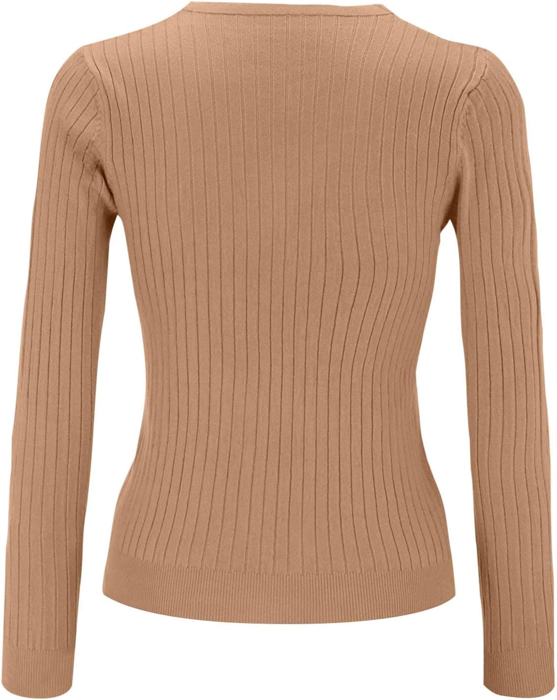 Party Sweaters for Women, Basic Slim Dressy Ribbed Knit Fall Shirts Oufits Womens Plus Size Sweater Pullover Graphic Travel Clothes Women Suéter De Otoño (L, Camel)