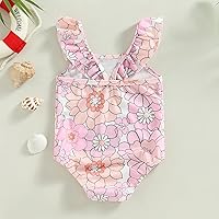 Vista 5 de XRjxyushan Traje de baño de verano para niños pequeños, lindo estampado con volantes, traje de baño de una pieza, bikini para la playa