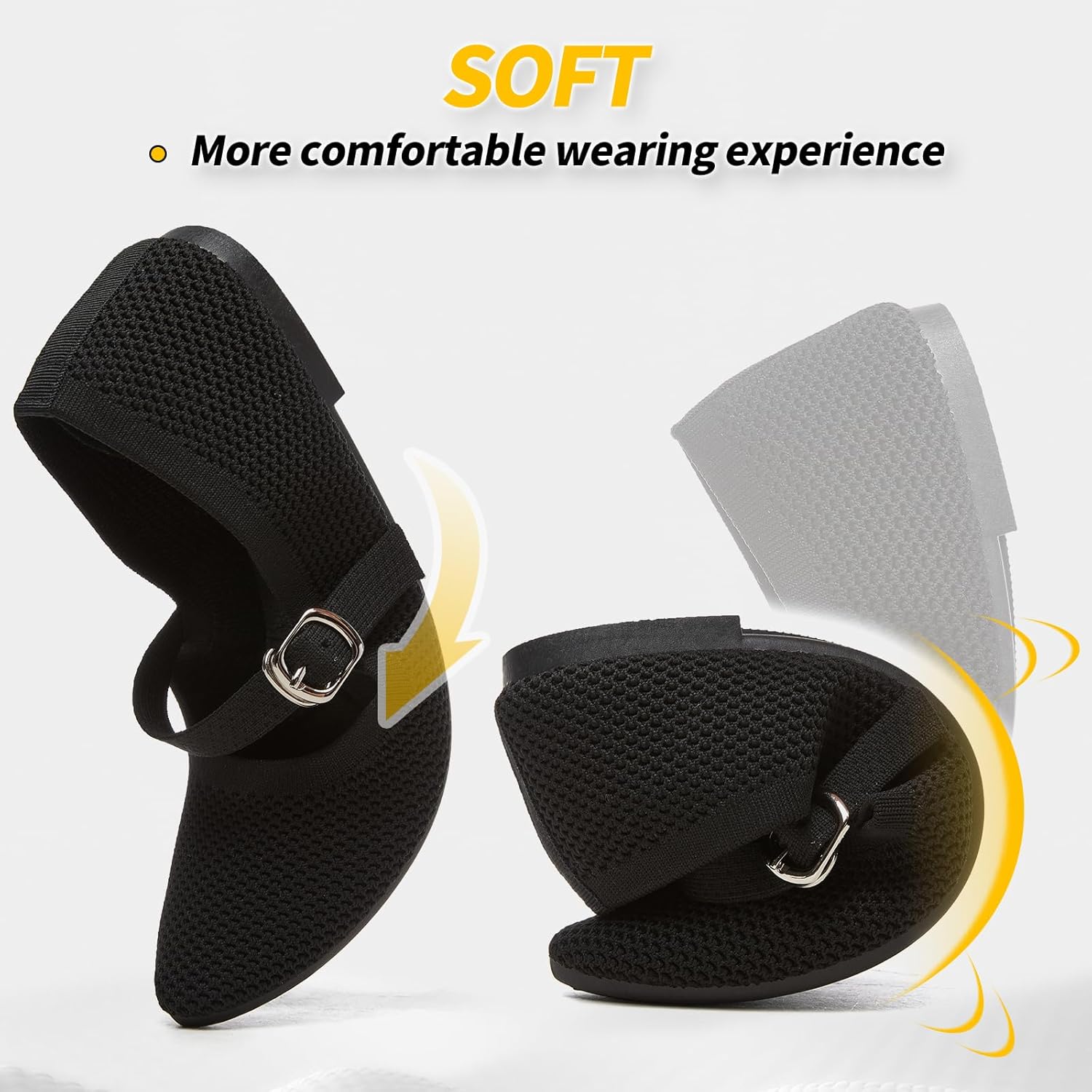 BABUDOG Mesh Ballet Flats for Women,Women's Mary Jane Flats with Buckle Strap,Black Nude Foldable Flats Shoes for Women,Comfortable Dress Shoes - Image 5