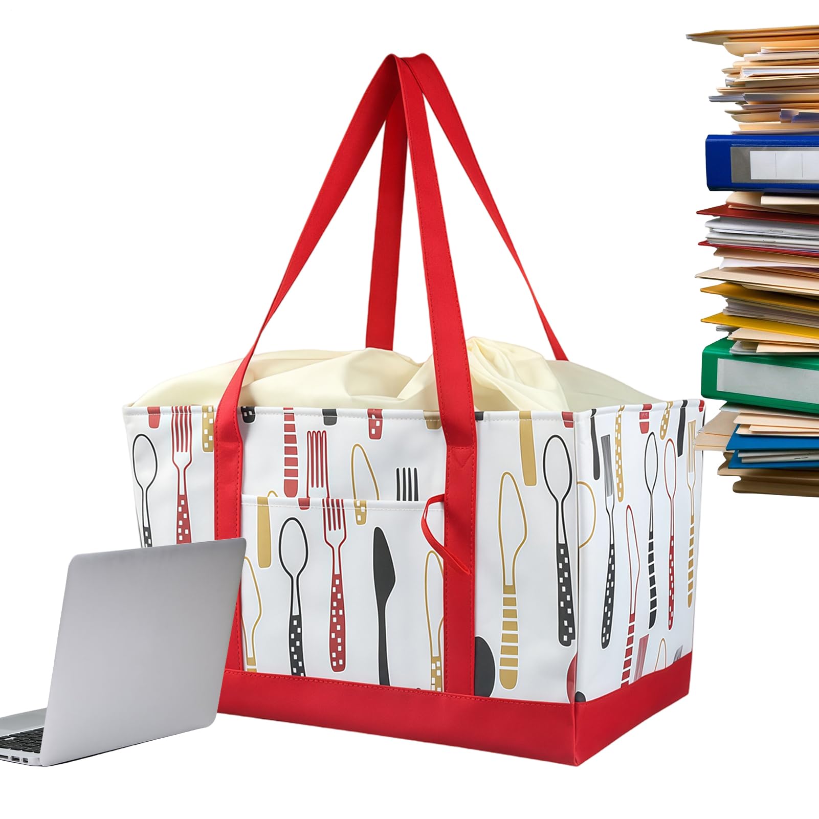 Reusable Shopping Bags, Waterproof Drawstring Foldable Tote, Reusable Shopping Bag with Drawstring, for Home Apartment Outdoor Camping Fishing Picnic Market Shop Travel