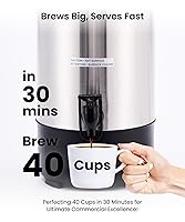 Vista 2 de SYBO Urna de café comercial de 45 tazas, cafetera de percolado de acero inoxidable, urna de agua caliente para catering, cafetera eléctrica