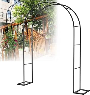 XIAOLIZI Arco de plantas trepadoras de metal con arco de rosas, soporte para plantas de enrejado, pérgola, jardín con base para decoración floral, color negro (tamaño: 25 x 120 x 220 cm)