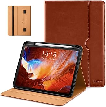 حافظة DTTO لجهاز iPad Pro مقاس 11 بوصة M5/M4 2025/2024، غطاء حامل أوراق الأعمال من الجلد الفاخر مع حامل قلم رصاص - استيقاظ/نوم تلقائي وزوايا عرض متعددة، بني