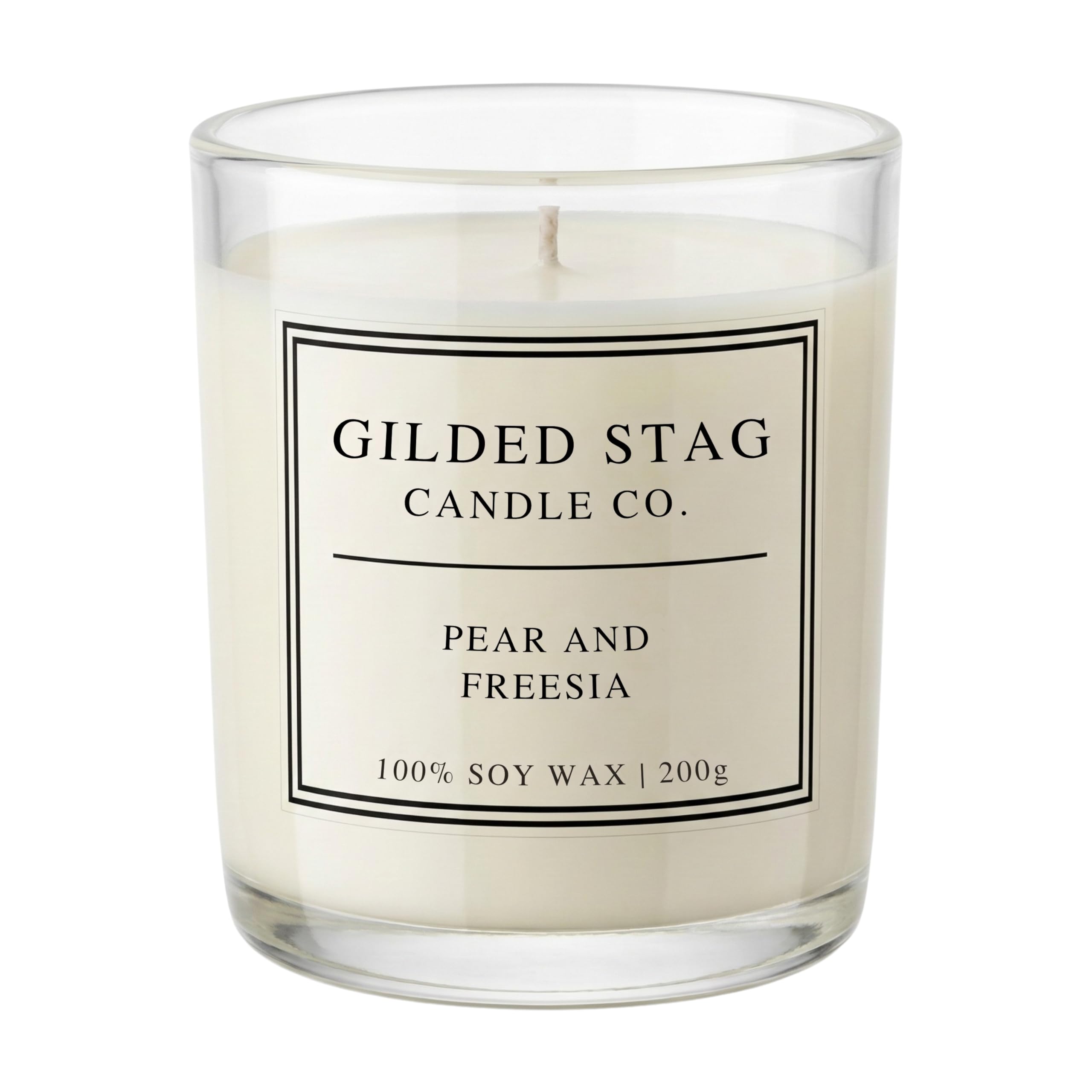 Gilded Stag Candle Co. Women's Cream Gilded Stag Scented Candle - Pear & Freesia Soy Wax Candle - Elegant Fruity Floral Home Fragrance Gift For - Long Lasting 40 Hour Burn Time - 30Cl Glass Jar