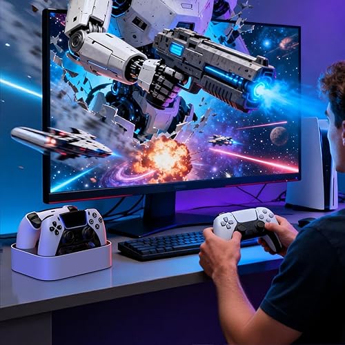 Miniatura 7 de NEWDERY for PS5 Controller Charger Station Compatible with Dualsense Edge, Fast Charging Dock Stand with Cable, Dual Charging Station for Negro