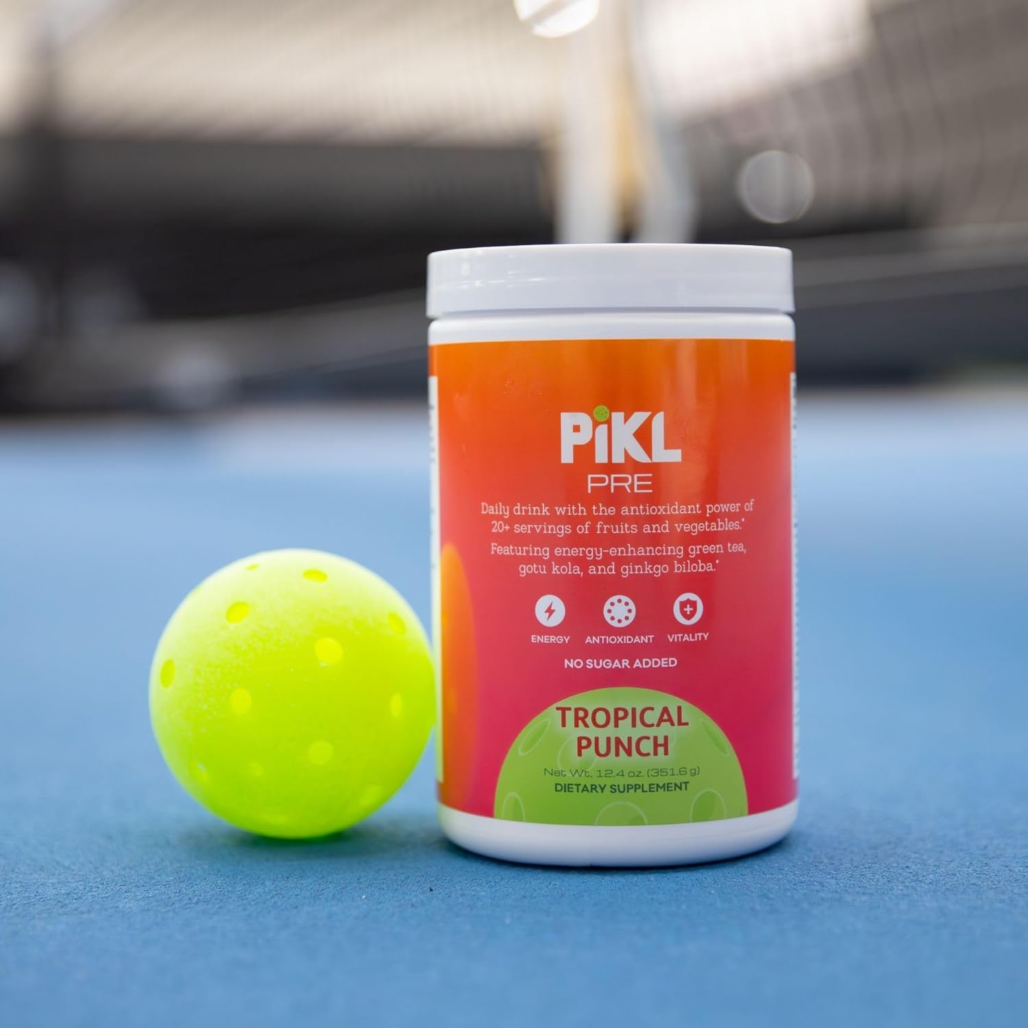 PiKL-Nutrition, LLC Pre Natural Energy Drink Mix for Pickleball | Clean Focus, Antioxidants & Probiotics | Healthy Energy Powder | 30 Servings (Tropical Punch)