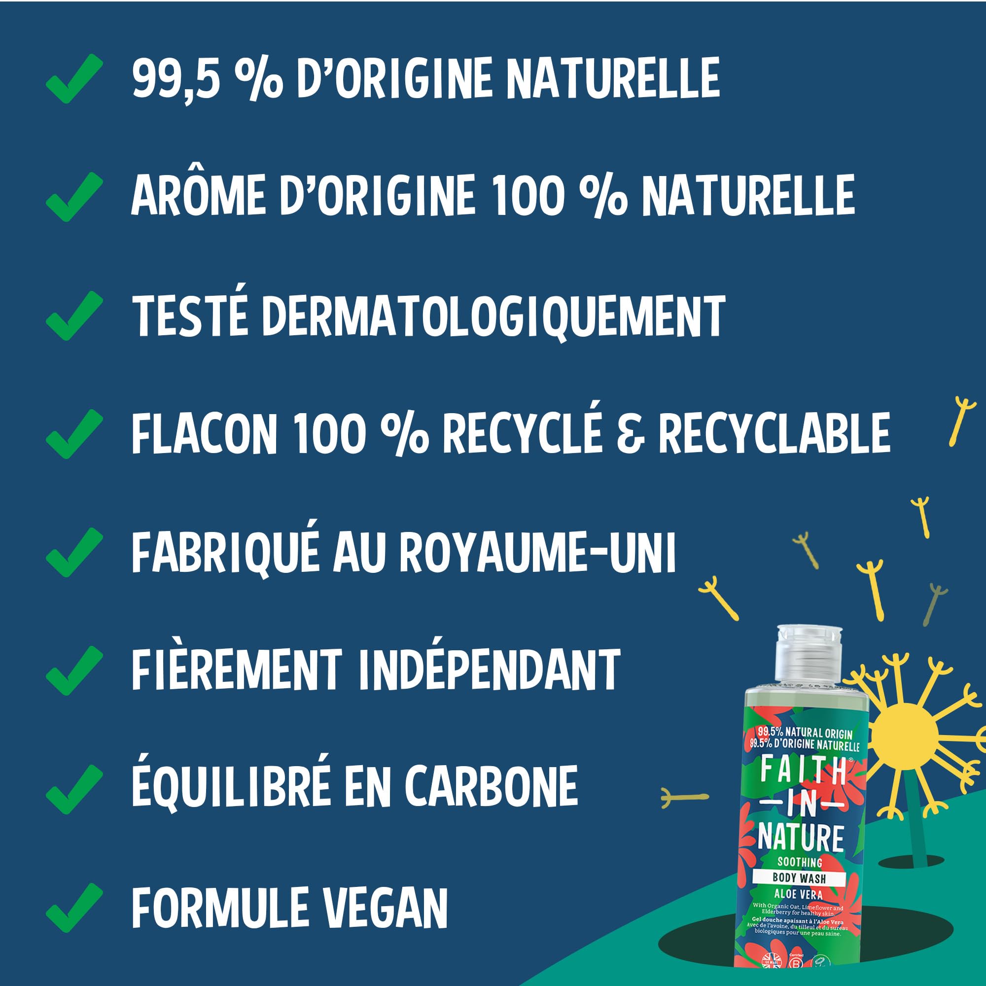 Faith In Nature Gel Douche Naturel à l’Aloe Vera – Nettoyant Corps Apaisant, Végan & Non Testé sur les Animaux, Sans SLS ni Parabènes, 400 ml