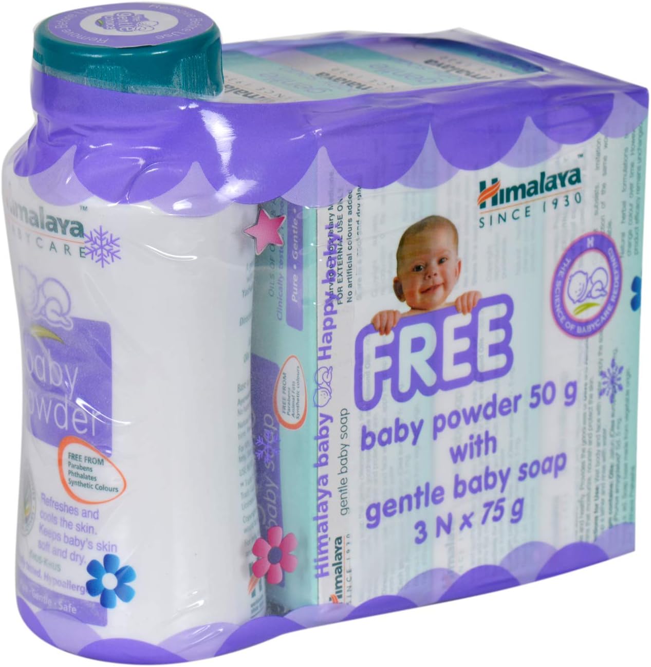 Gentle Baby Soap, 3x75g + Baby Powder, 50g Free