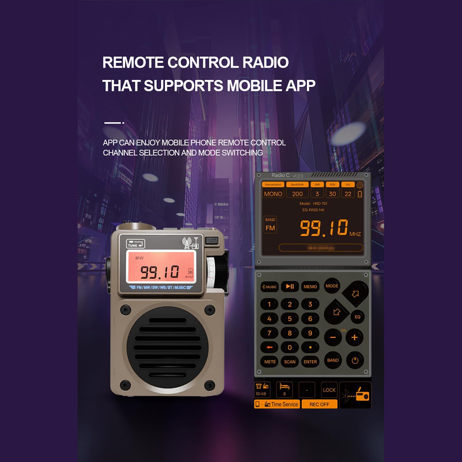 Cuifati Radio Portátil Radio Inteligente Controlada por Aplicación BT FM MW SW WB Receptor Amplificador de Señal 297 Presintonías Reproducción de Tarjeta TF Altavoz de (701 Nueva actualización W3)