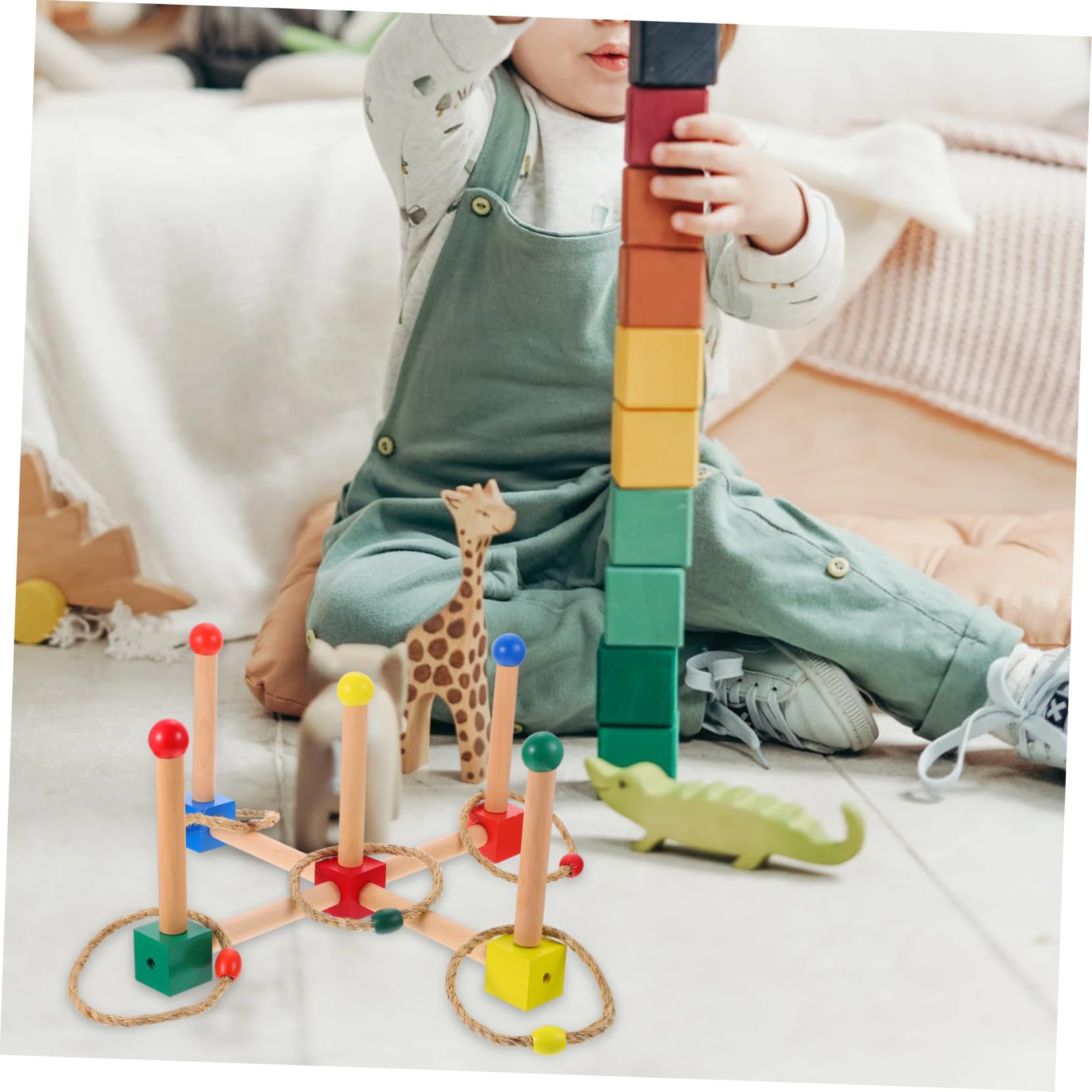Gioco di Lancio Anelli Interattivo da Esterno in Legno per Bambini