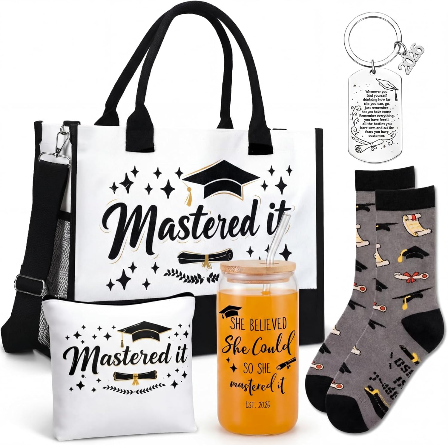 Sanwuta 5 Pcs Masters Degree Graduation Gifts Set Women Her Believed Could So She Mastered It Class of 2026 Gifts(She Could)