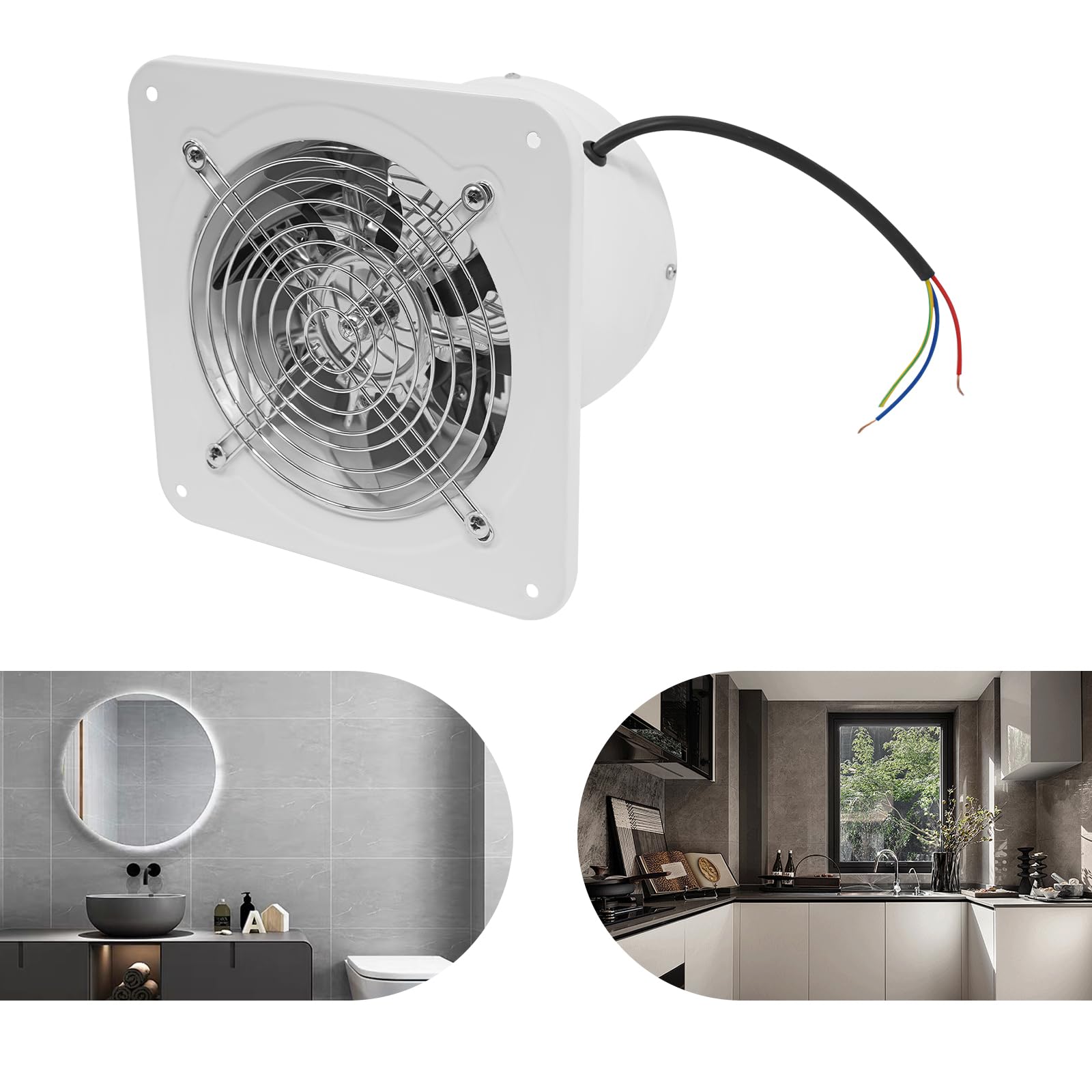 Ventilador axial de 150 mm, 650 m³/h, para cocina, garaje, cuarto de baño, loft sótano