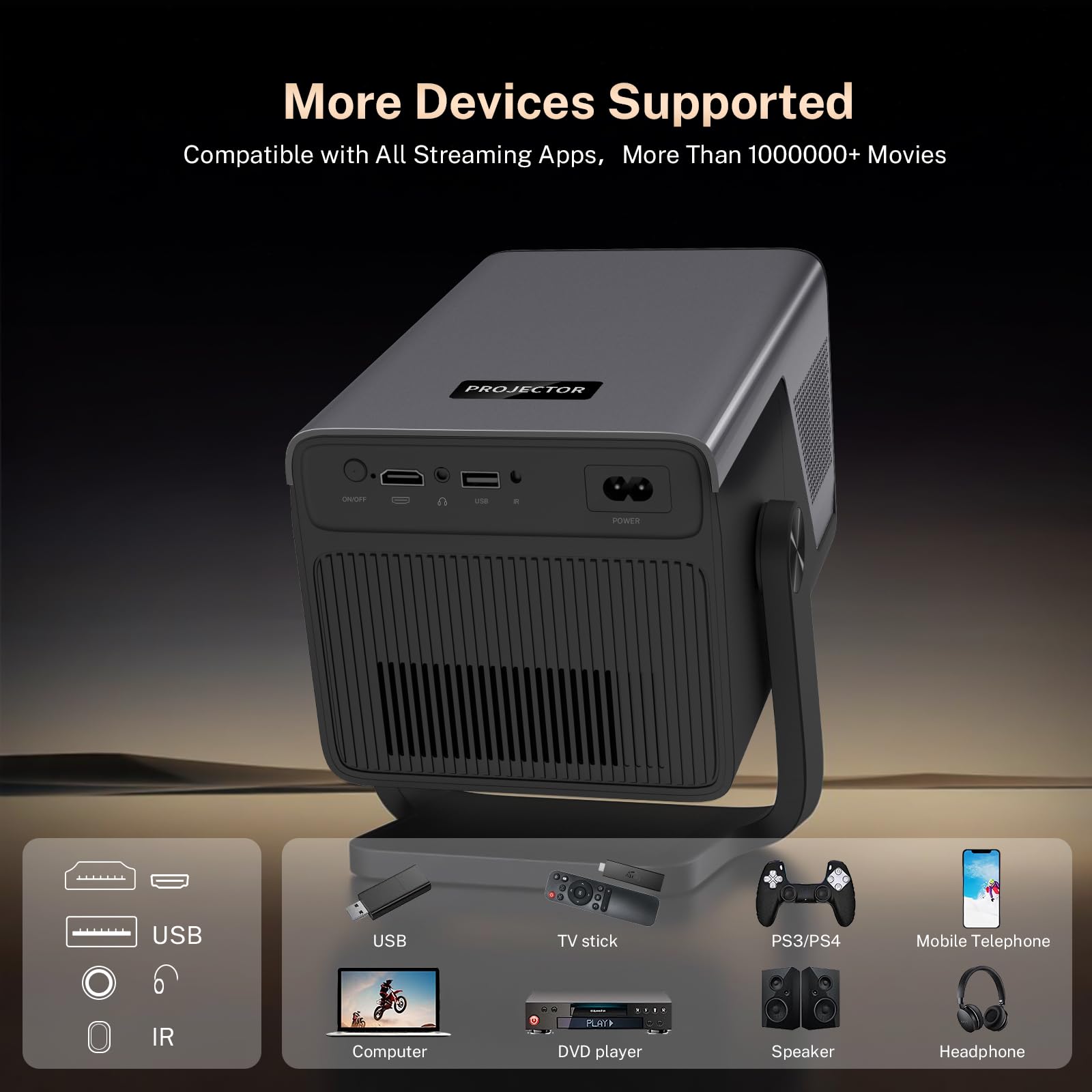 [2000 ANSI/Assistente Vocale IA/1080P Nativo] Videoproiettore Intelligente X7 con Android 14, Smart Video Proiettore con IA Auto Focus/Keystone Proiettore con WiFi6 e Bluetooth5.4, Display 200"