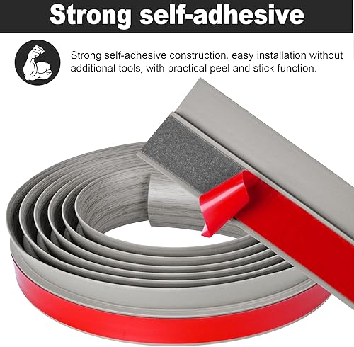 Miniatura 3 de Tira de transición para suelo de alfombra de 10 pies, tira autoadhesiva para borde de suelo, cubierta de umbral de PVC para puerta, tira divisora de