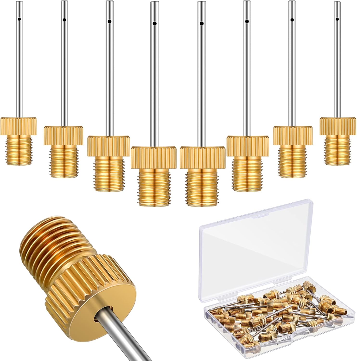 Jinei 36 Pcs Brass Ball Needle with Storage Air Pump