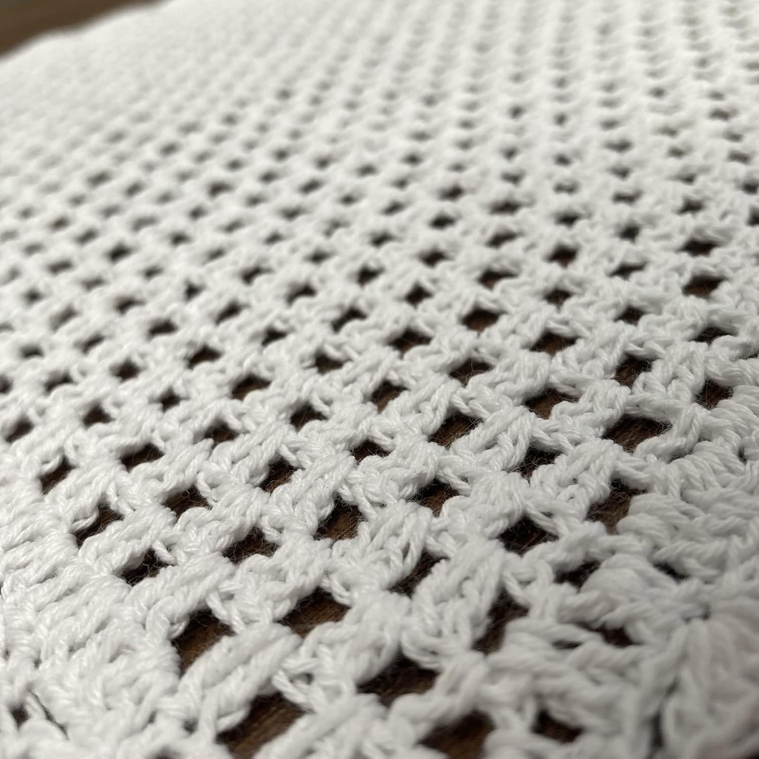 Hsvanyr White Crochet Cotton Tablecloth Doilies Table Cover Protector Topper Rectangle Nightstand Dresser for Bedroom 15X86inch