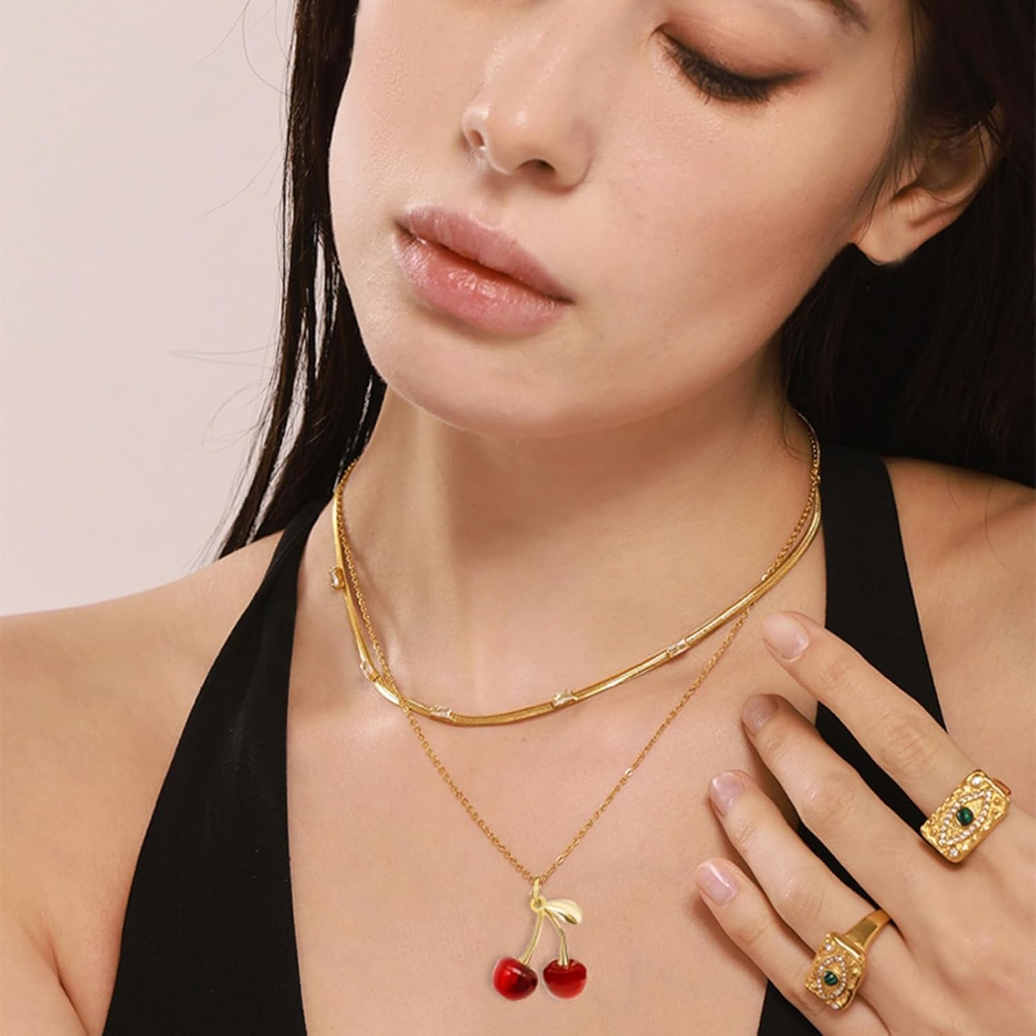 WCRAZYE Cherry Earrings Necklace Sets for Women Funny Charm 3D Red Cherry Earrings Sweet Fruit cherry Earring Summer Fashion Jewelry image 2