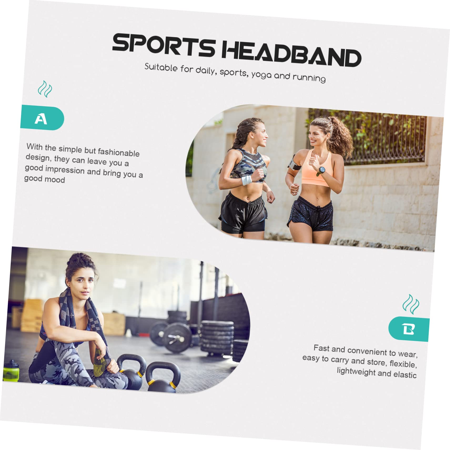 BESPORTBLE 20pezzi Fasce Sportive Elastici Assorbenti Per Sudore Fasce Per Comode e Traspiranti Accessori Per Fitness e Yoga Per Sport All Aperto e Attività Fisica