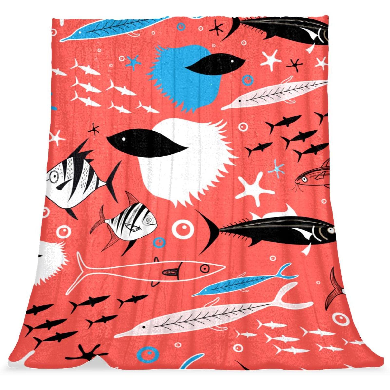 Couverture de lit moelleuse poisson rouge pour apaiser le sommeil de l'enfant