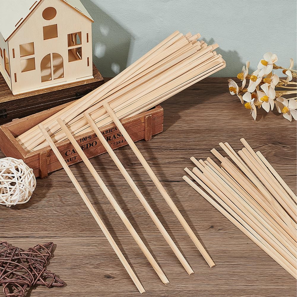 OLYCRAFT 100 Stück 301x7mm Halbrunde Holzdübel 3.5mm Holzdübelstangen Unbehandelte Holzbastelstäbe Halbrunde Bastelstäbe Gebogene Holzdübelstangen Zum Flechten von Wandteppichen DIY Bastelarbeiten