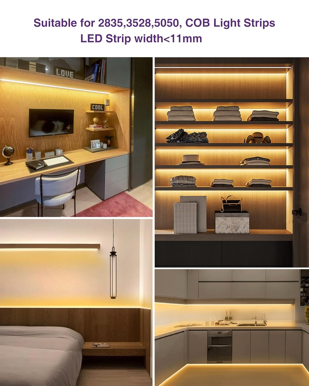 HitLights Aluminum Channel 5-Pack 3.3Ft/1M V Shape Silver LED Strip Lights with Milky Cover Diffuser for Cabinet Shelves Home Decor