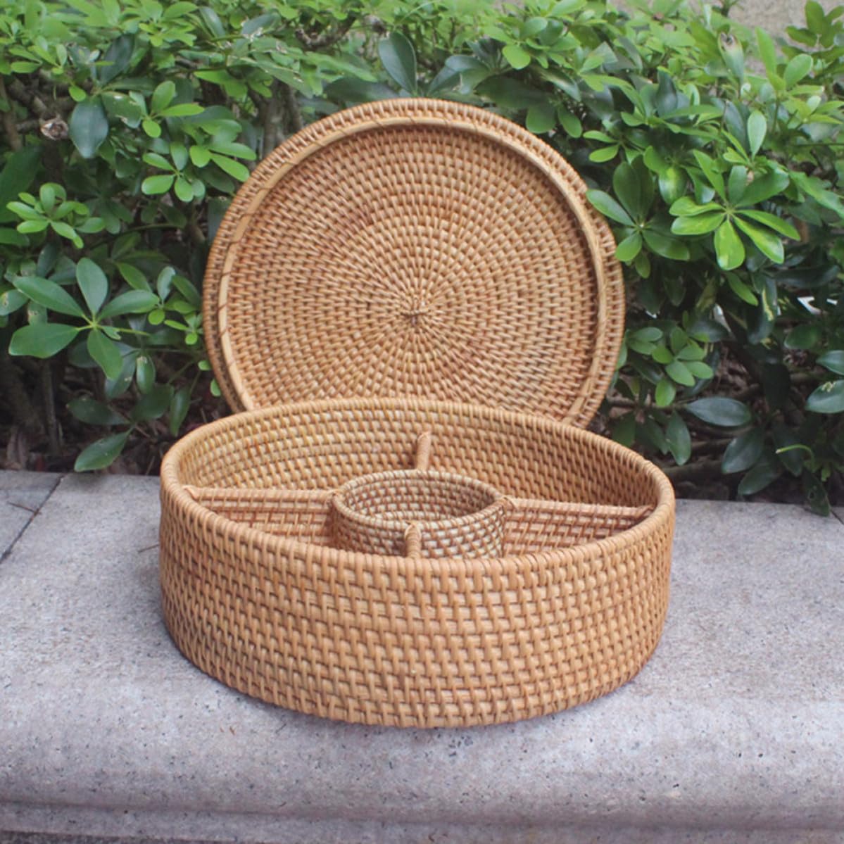 Happyyami Cesto in Legno Marrone con Coperchio, Raffinata Lavorazione senza Sbavature, Stile Vintage per Conservare Snack e Dolci in Casa