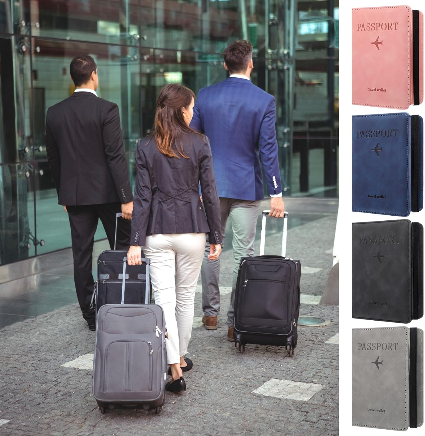 4 PCS Passport Holder Cover Combo Leather Passport Holder Combo with Vaccine Card Slot Passport Cover Passport Case Cover Protector PU Travel Documents Organizer for Women and Men Passport Wallet - Image 7