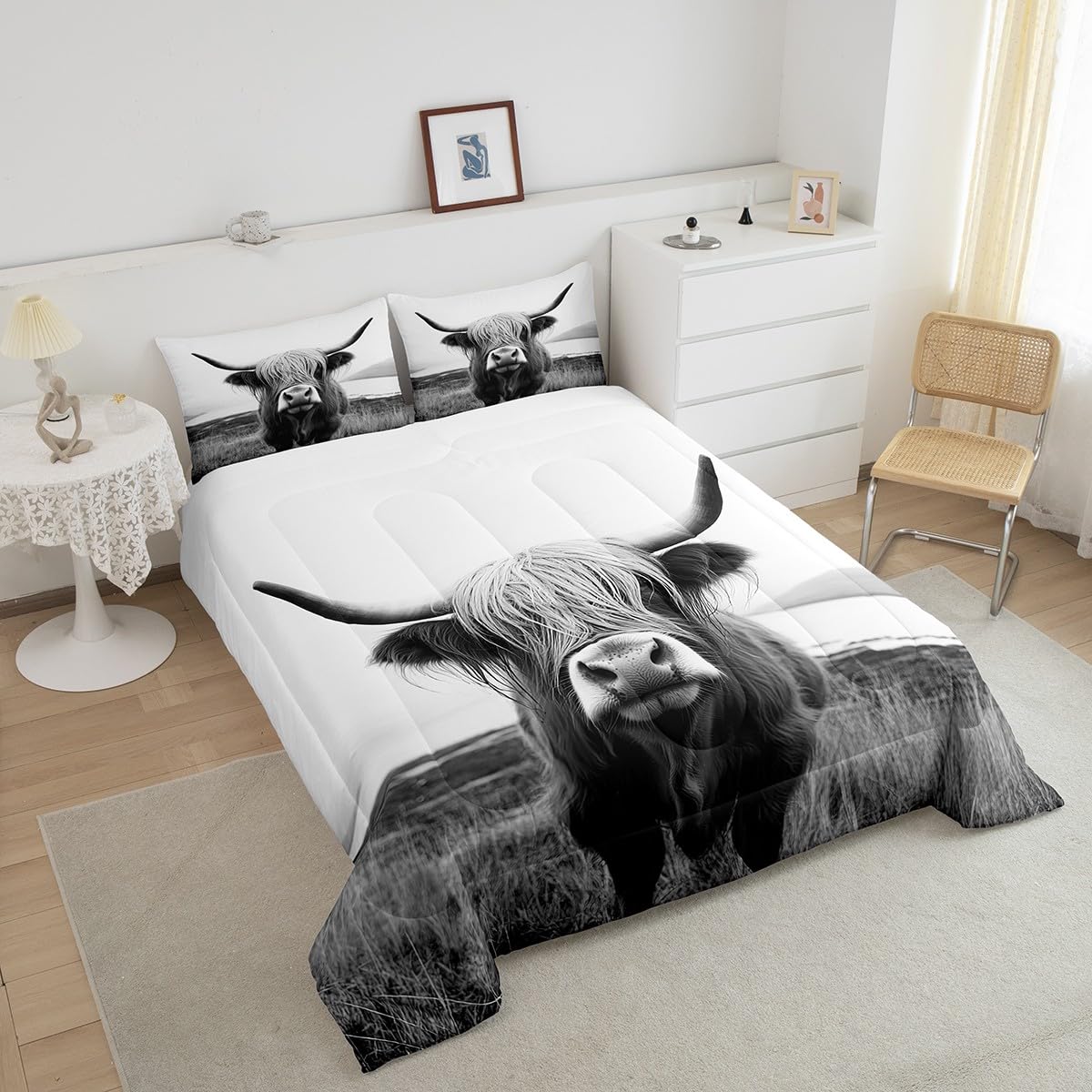 Homemissing - Couverture Douce Highland Bull 130x150 Cm - Décoration Chambre, Style Western, Peluche Sherpa