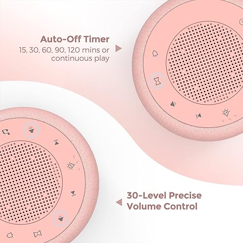 Miniatura 5 de Buffbee Sound Machine & Alarm Clock 2-in-1-0-100% Display Dimmer, Under Light, Sleep Timer, Precise 30-Level Volume Control White Noise Machine