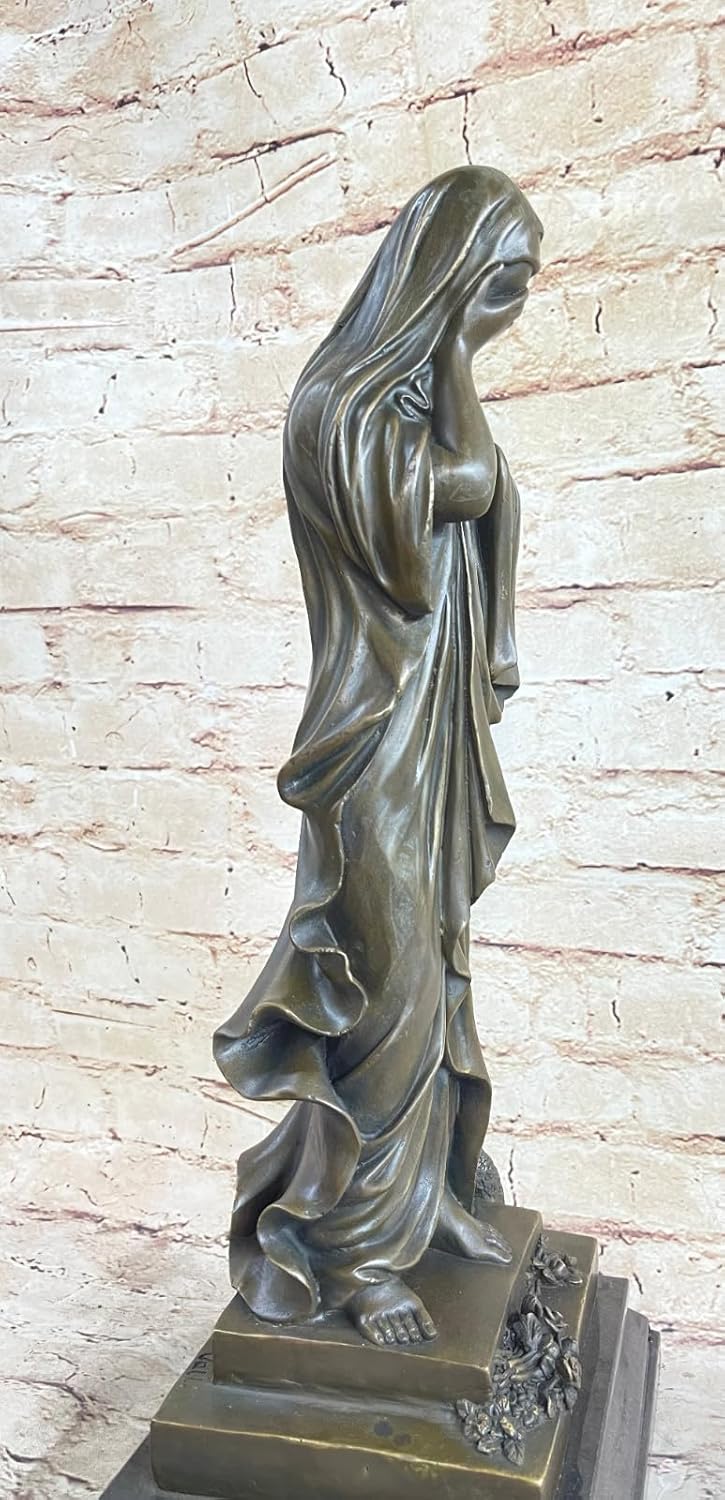 Bronze Vintage Bust Sculpture Madonna The Virgin Mary Signed Original Valli Deal Decorative Home Gift Figurine by Think Bronze