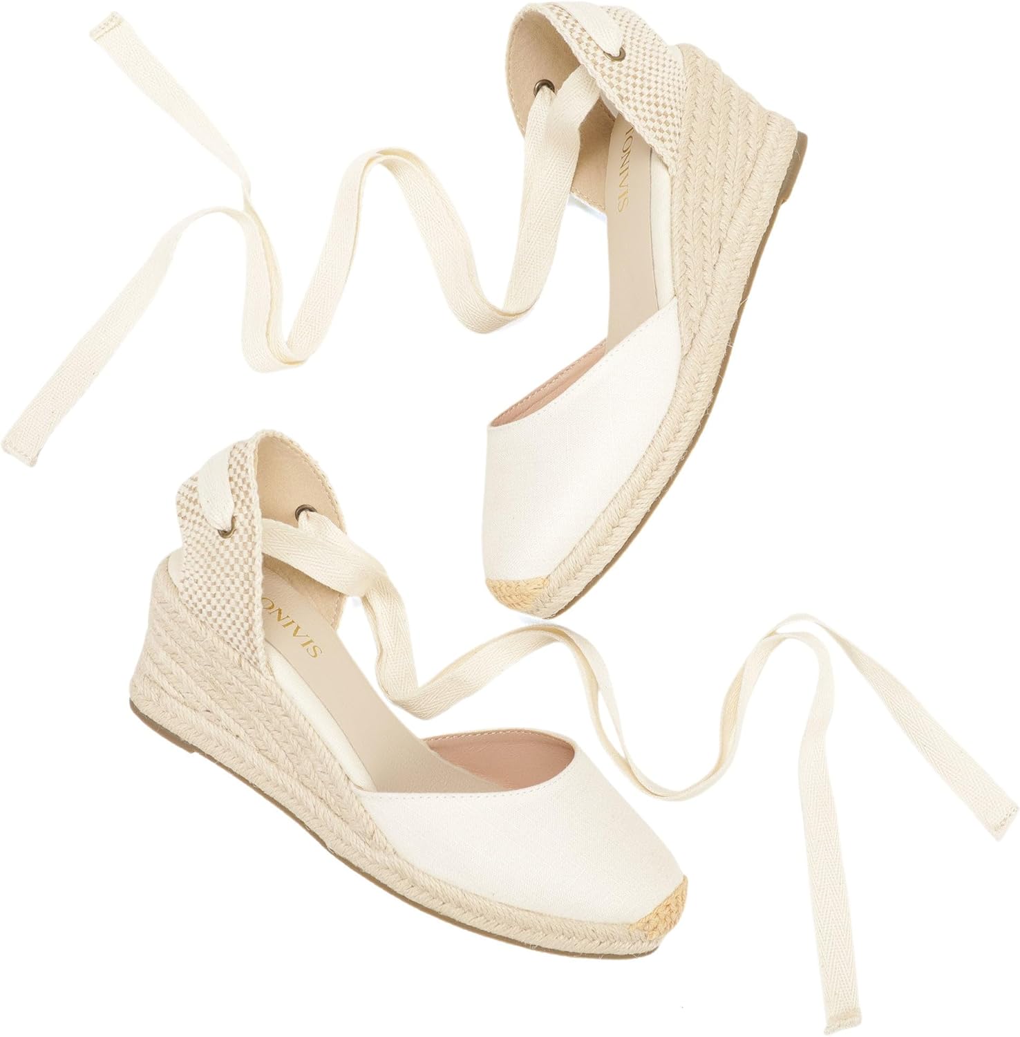 Women’s Platform Wedges Espadrilles, 3" Wedge, Soft Ankle-Tie Strap, Closed Toe, Classic Summer Sandals