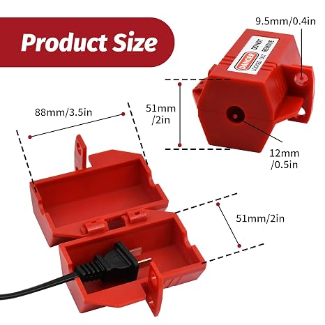 2 Electrical Plug Locks with 2 Padlocks,3.5x2x2in Small | Power Cord Lock,Plug Lockout Device,Insulation ABS Engineering Plastic,2 Locking Holes,Industrial Grade,OSHA Compliant
