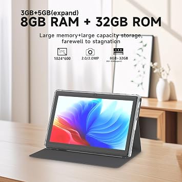 Tablet 7Inch Android 14.0 with Protective Case,3GBRAM+ 32GB ROM, IPS Screen, Dual Camera, Bluetooth 5.0 WiFi Tab (Black)