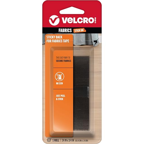 VELCRO Brand Sticky Back for Fabrics | 24" x 3/4" Tape with Adhesive | No Sewing Needed | Cut Strips to Length Permanent Bond to Clothing for Hemming and Closures | Strong Adhesive No Sewing Needed; Cut To Length For Hemming, Clothing Repairs And Fabric Closures; Permanent Bond