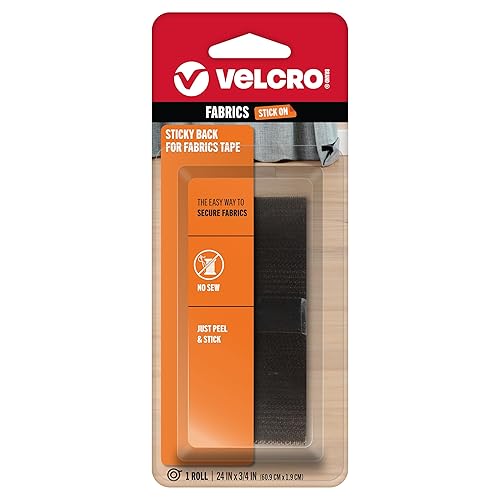 Cinta adhesiva para tejidos de la marca Velcro Brand, sin necesidad de costura, Negro