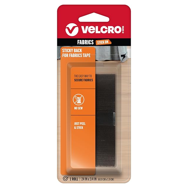 VELCRO Brand Sticky Back for Fabrics 24 x 3 4 Tape with Adhesive No Sewing Needed Cut Strips