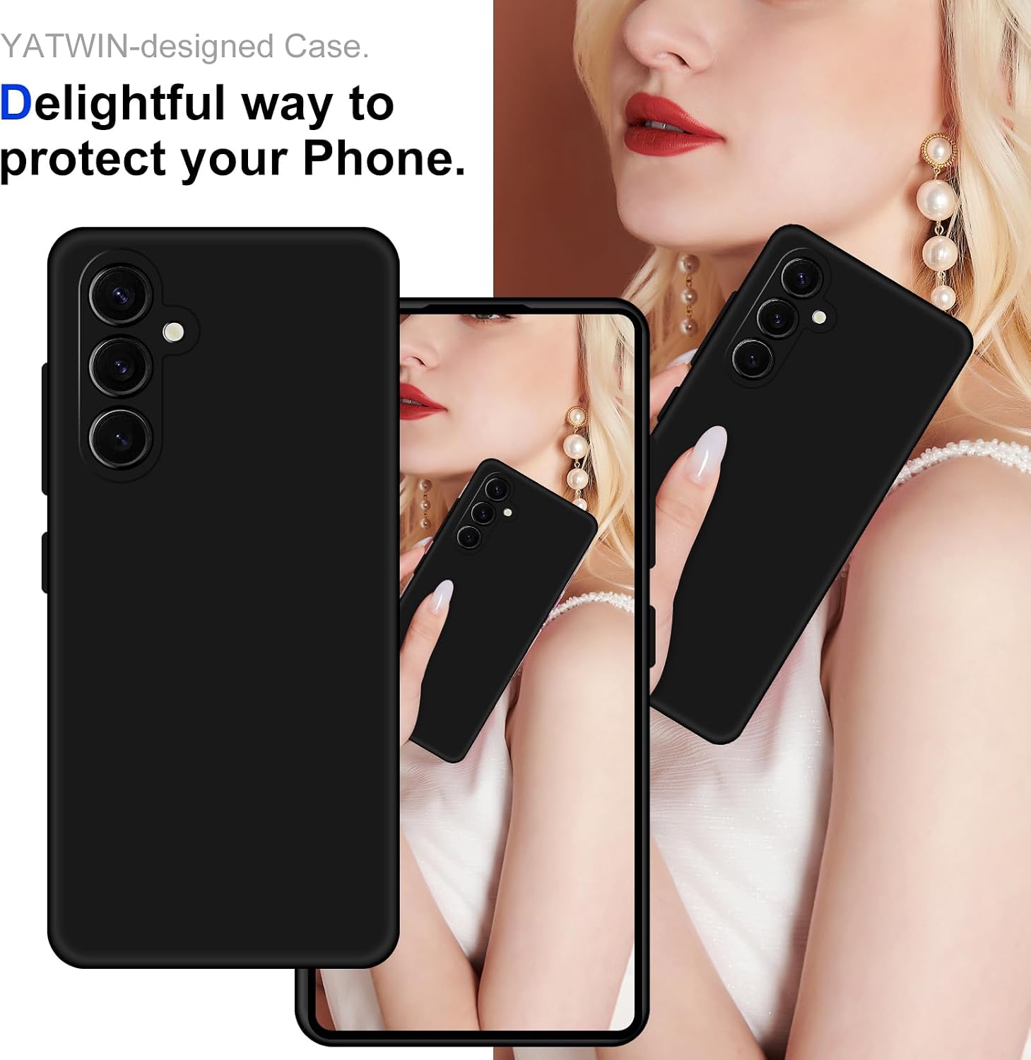 Rubber Case for Samsung Galaxy S24, Slim Soft Silicone Stylish Smooth Grip Drop Tested Shockproof Protection Cover for Samsung S24 5G Phone Case (Black, Samsung Galaxy S24)