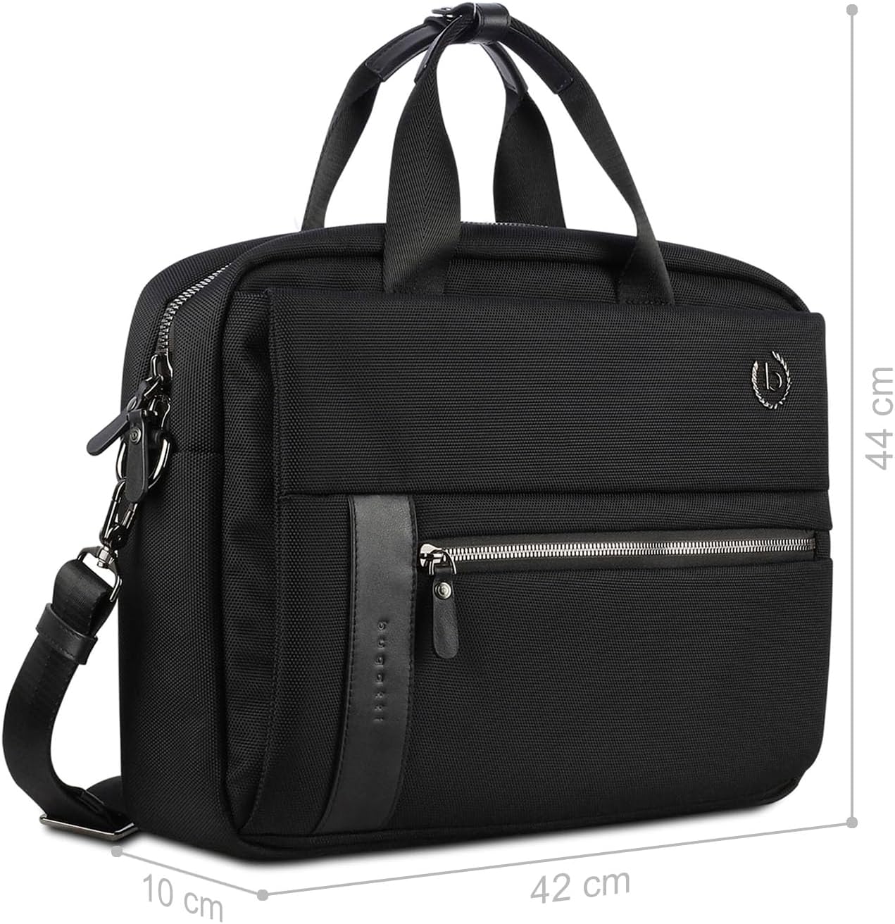 bugatti Nero Business Bag with 15 Inch Laptop Compartment, Men's Briefcase, Black, black, M