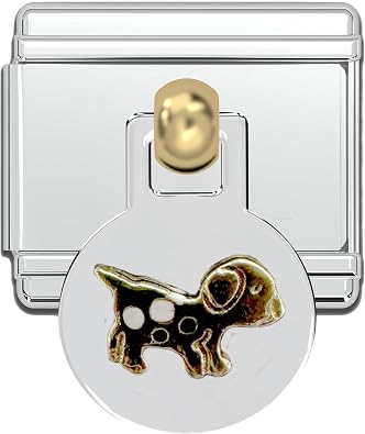 Fablinks Italian Bracelet Charms, 9mm Stainless Steel Charm Link for Women, Modular Jewelry Links for Men Puppy dangle