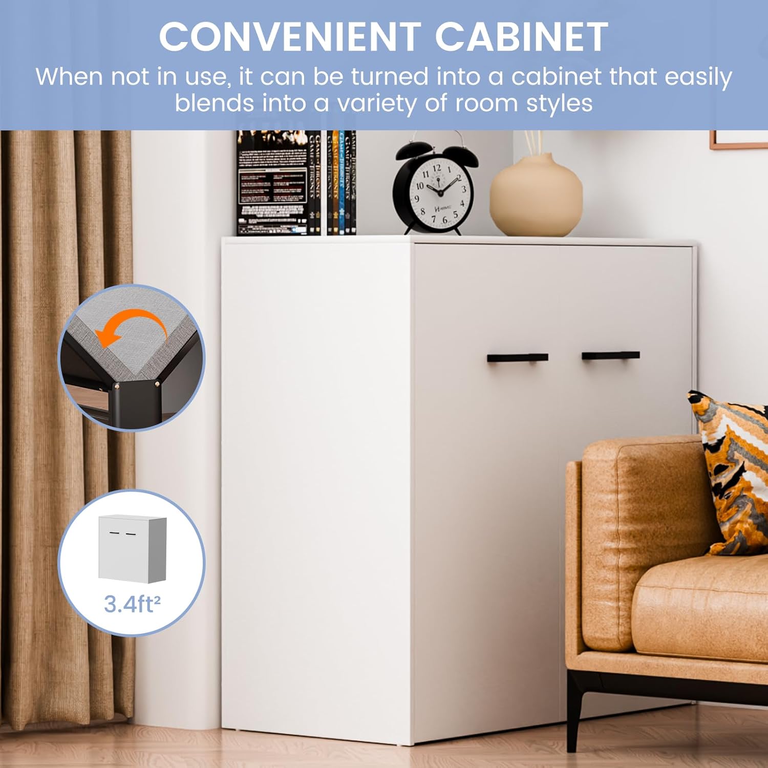 DoCred Murphy Bed in its compact cabinet form, blending into a room.