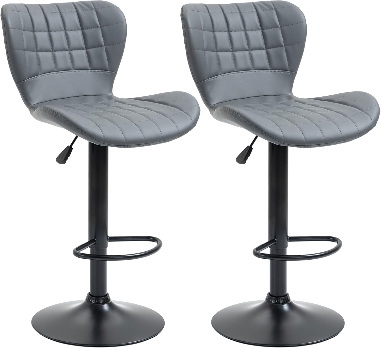 Bar Stools Set of 2, Adjustable Height Swivel Bar Chairs, PU