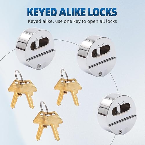 Miniatura 6 de Mardili Candados de disco de remolque con grillete oculto con llave similar, cerradura de disco de 2-78 pulgadas, cerradura de puerta para camiones