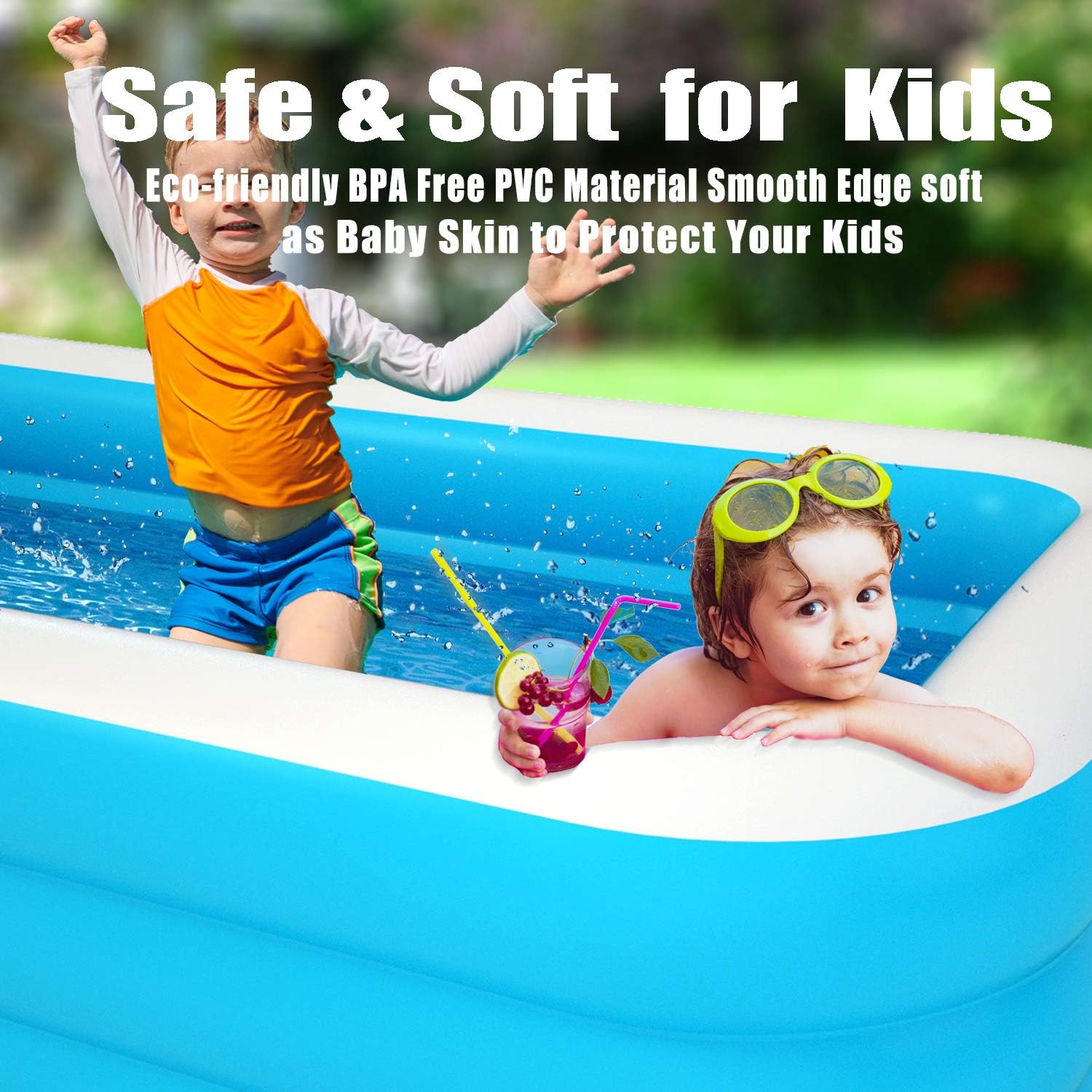 Uр Tо 40% оƒƒ TOOAVIL Inflatable Swimming Pools, 103 X 69 X 24, Full-Sized Family Kiddie Blow up Pool for Kids, Adults, Baby, Children, Swimming Pool Above Ground, Garden, Backyard